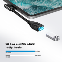 USB 3.2 Gen2 Type-C-adapter, C/M 90° naar USB-A/F, OTG, zwart, 0,2 mtr