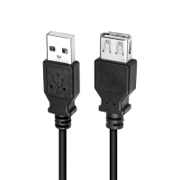 USB 2.0-kabel, USB-A/M naar USB-A/F, zwart, 2 mtr