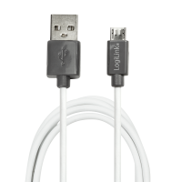 USB 2.0-kabel, USB-A/M naar Micro-USB/M, wit/zwart, 1,8 mtr