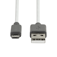 USB 2.0-kabel, USB-A/M naar Micro-USB/M, wit/zwart, 1,8 mtr