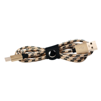 USB 2.0 Type-C kabel, C/M naar USB-A/M, nylon, zwart/goud, 2 mtr