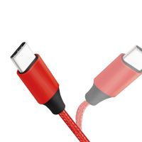 USB 2.0 Type-C kabel, C/M naar USB-A/M, stof, rood, 0,3 mtr