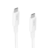 USB 4 Gen3x2 Type-C-kabel, C/M naar USB-C/M, E-mark, PD, 8K, wit, 0,8 mtr