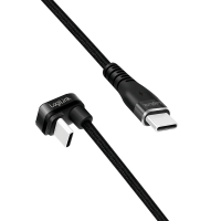 USB 2.0 Type-C kabel, C/M 180° naar USB-C/M, alu, zwart, 1 mtr