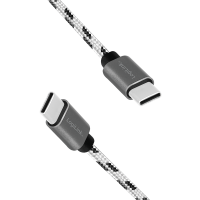 USB 2.0 Type-C kabelset, C/M naar USB-C/M, alu, nylon, wit/zwart - 3 kabels : 0.5 / 1 & 2 mtr