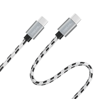 USB 2.0 Type-C kabelset, C/M naar USB-C/M, alu, nylon, wit/zwart - 3 kabels : 0.5 / 1 & 2 mtr