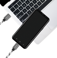 USB 2.0 Type-C kabelset, C/M naar USB-C/M, alu, nylon, wit/zwart - 3 kabels : 0.5 / 1 & 2 mtr