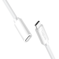 USB 2.0 Type-C kabel, C/M naar USB-C/F, PD, wit, 1 mtr