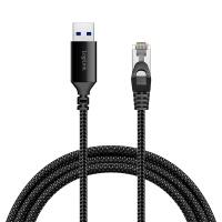 USB 3.0 Ethernet-kabel, A/M naar RJ45/M, 1 Gbps, actief, zwart/grijs, 1 mtr