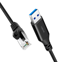 USB 3.0 Ethernet-kabel, A/M naar RJ45/M, 1 Gbps, actief, zwart/grijs, 1 mtr