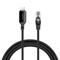 USB 3.2 Type-C Ethernet-kabel, C/M naar RJ45/M, 1 Gbps, actief, zwart/grijs, 1 mtr