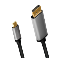 USB Type-C kabel, C/M naar DP/M, 4K, alu, zwart/grijs, 1,8 mtr