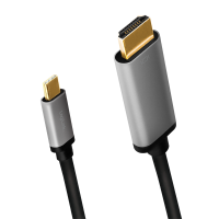 USB Type-C kabel, C/M naar HDMI/M, 4K, alu, zwart/grijs, 1,8 mtr