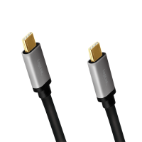 USB 2.0 Type-C kabel, C/M naar USB-C/M, E-mark, PD, alu, zwart/grijs, 1,5 mtr