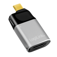 USB Type-C-adapter, C/M naar HDMI-A+USB-C, 4K, PD, alu, zwart/grijs