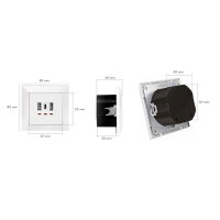 Stopcontact, 2x USB-A, 1x USB-C, 15 W, inbouwdiepte: 30 mm