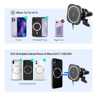 Magnetische auto smartphonehouder met oplaadfunctie, vierkant