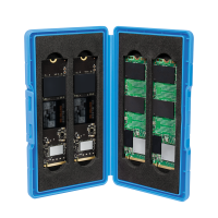 Opbergdoos voor 4x M.2 NGFF/NVMe SSD's, schokbestendig, blauw