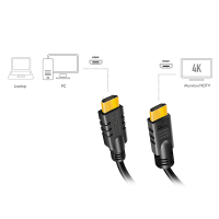 HDMI-kabel, A/M naar A/M, 4K/30 Hz, versterker, zwart, 10 mtr