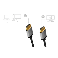 HDMI-kabel, A/M naar A/M, 4K/60 Hz, aluminium, zwart/grijs, 1 mtr