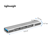 Ultraslanke 4-poorts USB-C-hub, 18 W, 1x USB-A/F, 3x USB-A/F, aluminium