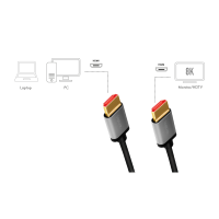 HDMI-kabel, A/M naar A/M, 8K/60 Hz, alu, zwart/grijs, 3 mtr