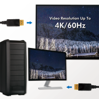 DisplayPort-kabel, DP/M naar DP/M, 4K/60 Hz, zwart, 5 mtr