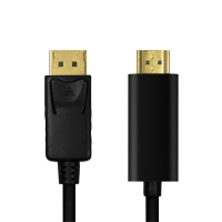 DisplayPort-kabel, DP/M naar HDMI-A/M, 4K/30 Hz, zwart, 3 mtr