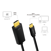 USB 3.2 Gen1 Type-C-kabel, C/M naar HDMI-A/M, 4K/60 Hz, zwart, 3 mtr