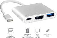 USB-C naar HDMI - 3 in 1 Adapter - 4K@30Hz HDMI - USB Hub 3.0 (10gbps) - PD100W - USB-C Opladen