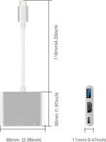 USB-C naar HDMI - 3 in 1 Adapter - 4K@30Hz HDMI - USB Hub 3.0 (10gbps) - PD100W - USB-C Opladen