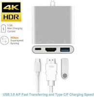 USB-C naar HDMI - 3 in 1 Adapter - 4K@30Hz HDMI - USB Hub 3.0 (10gbps) - PD100W - USB-C Opladen