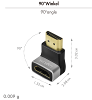 HDMI-adapter, A/M naar A/F, 270° gehoekt, 8K/60 Hz, zwart/grijs