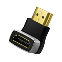 HDMI-adapter, A/M naar A/F, 90° gehoekt, 8K/60 Hz, zwart/grijs