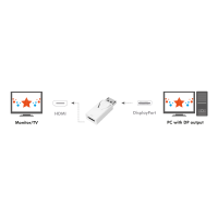 DisplayPort-adapter, DP/M naar HDMI-A/F, 1080p, wit