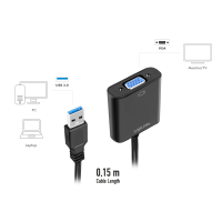 USB 3.0-adapter, USB-A/M naar VGA/F, 1080p, zwart, 0,15 mtr