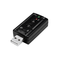 USB 2.0 audioadapter, USB-A/M naar 2x 3,5 mm/F, virtueel 7.1 geluidseffect, zwart