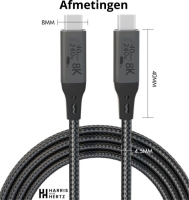 USB 4 gen 3x2 kabel - 40 Gbps - 240W - 8K@60Hz - 2 mtr