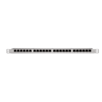 Cat.6A Patch Panel 24 poorten afgeschermd, 19 inch rackmontage, slechts 0,5U, lichtgrijs