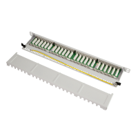 Cat.6A Patch Panel 24 poorten afgeschermd, 19 inch rackmontage, slechts 0,5U, lichtgrijs