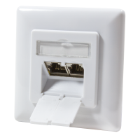 Cat.6 wandcontactdoos 2 x RJ45, afgeschermd, signaalwit, horizontale kabelinvoer