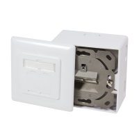 Cat.6 wandcontactdoos 2xRJ45 afgeschermd, met opbouwdoos, signaalwit