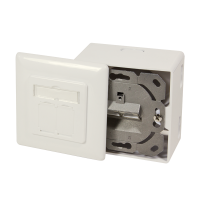 Cat.6A wandcontactdoos 2 x RJ45 afgeschermd, met opbouw doos, zuiver wit