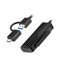 USB-A/USB-C 2-in-1 naar SATA-adapter, compatibel met USB 3.2 Gen1, zwart