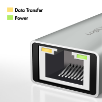 USB-C naar Gigabit Ethernet-adapter met 2-in-1 USB-aansluiting, grijs