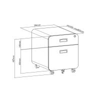 Mobiele archiefkast op wielen, 2 compartimenten, afsluitbaar, tot 15 kg, zwart