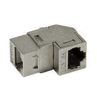 Cat.6A Keystone Inline Coupler STP, 90° haaks, metalen behuizing
