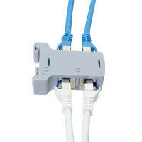 DIN-railadapter inclusief 2 Cat.6A inline-koppelingen RJ45 F/F, afgeschermd