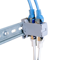 DIN-railadapter inclusief 2 Cat.6A inline-koppelingen RJ45 F/F, afgeschermd