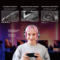 BT 6.0 gamingheadset, 3,5 mm AUX, verstelbare hoofdband, 50 uur batterijduur, zwart